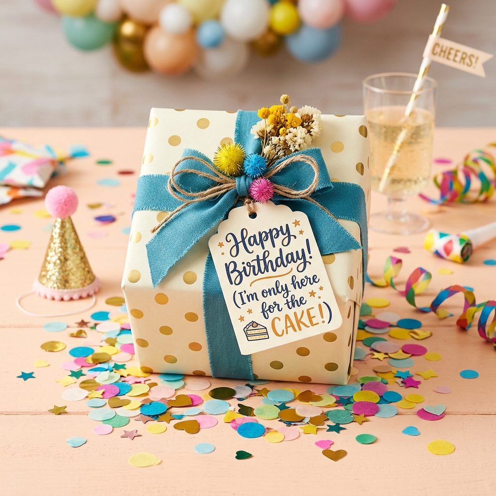 A cozy white elephant gift box showing novelty items inside