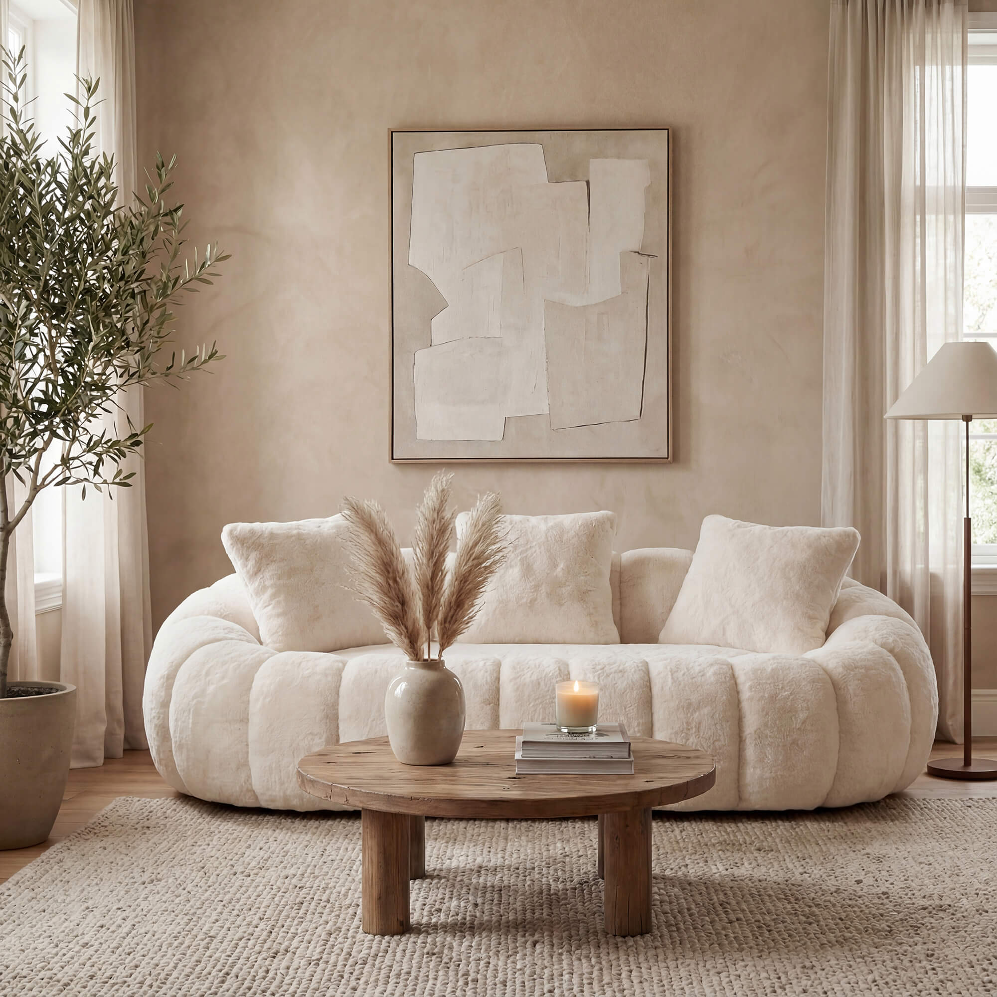 Seynar 75-Inch Modern Faux Fur Cozy Loveseat Sofa