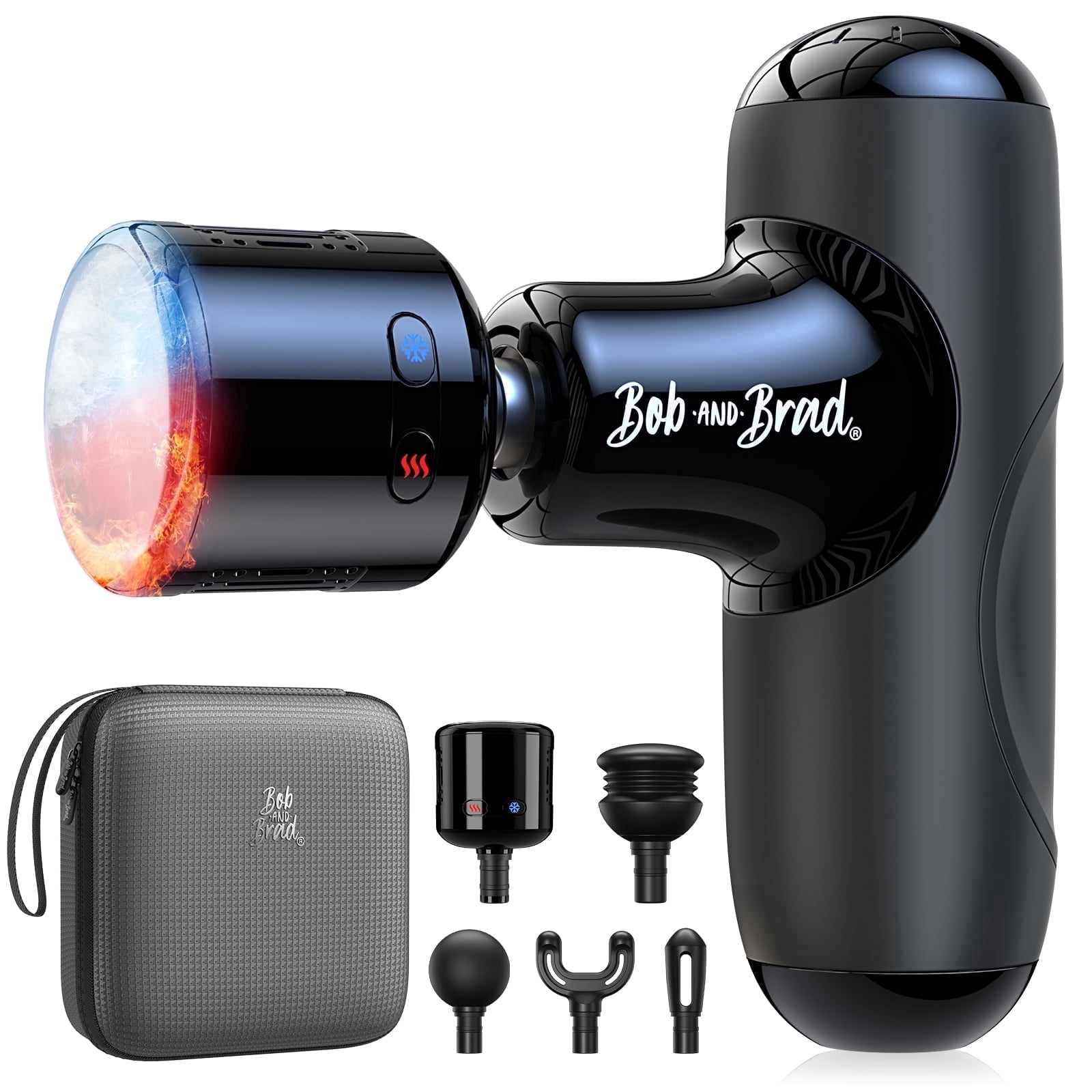 Bob and Brad Q2 Pro Mini Massage Gun with Heat and Cold Head,Pocket-Sized Deep Tissue Massager Gun,Portable Percussion Muscle Massager Gun, Ultra SmallandQuiet Muscle Massage Gun