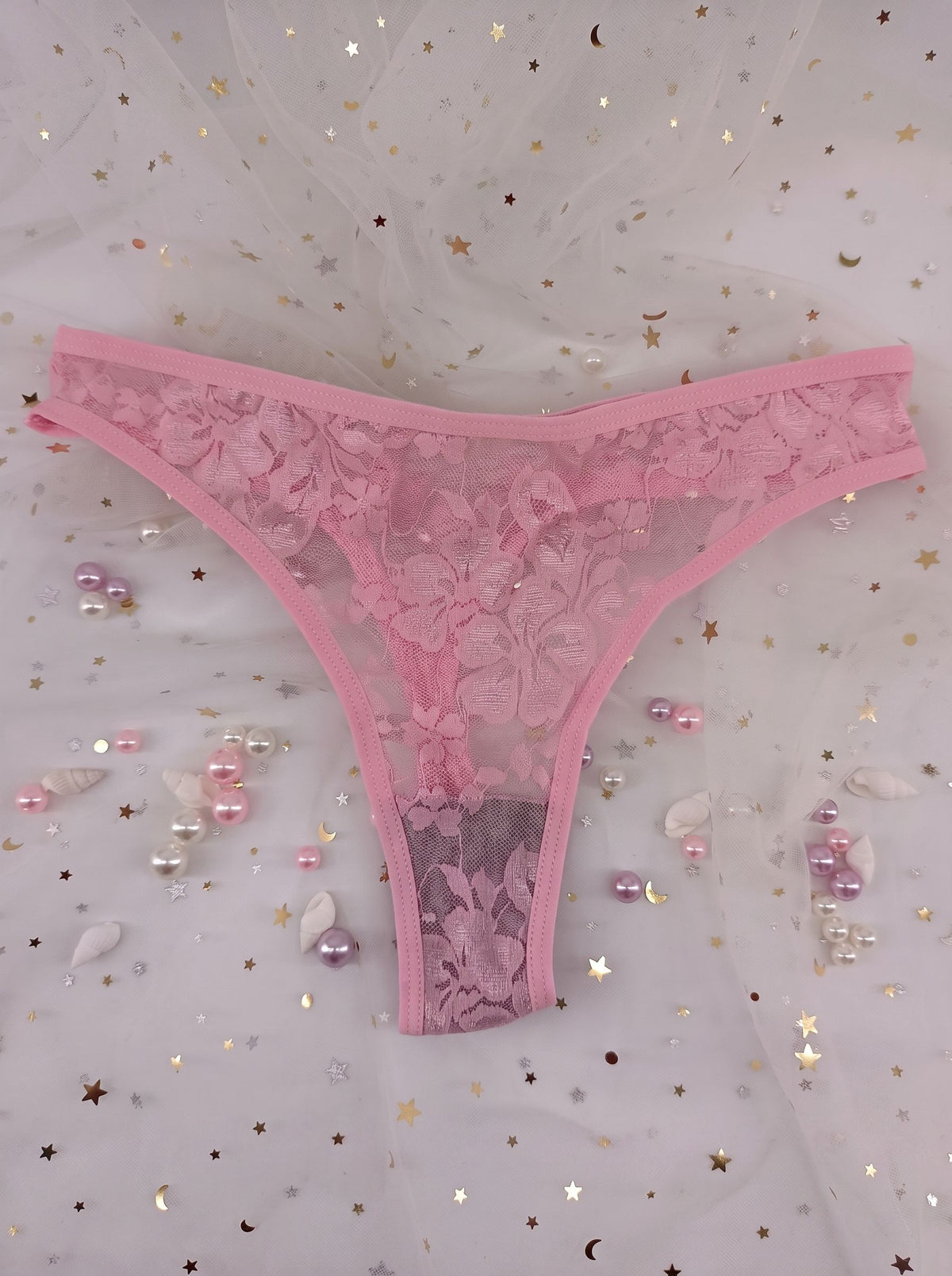 Seamless Floral Lace Thong Panties